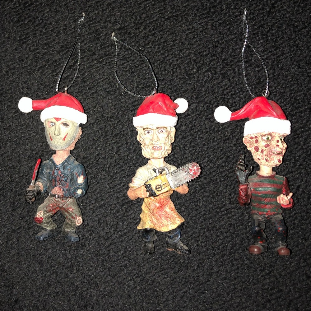 Neca Horror Ornaments. 2005. Freddy, Jason, Leatherface.